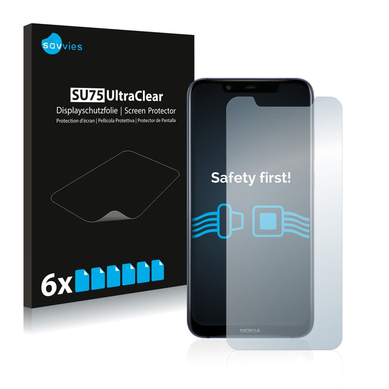 6x Savvies SU75 Screen Protector for Nokia 8.1