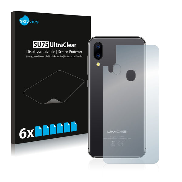 6x Savvies SU75 Screen Protector for Umidigi A3 (Back)