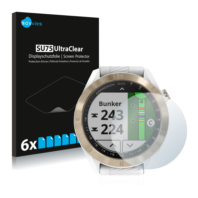 6x Savvies SU75 Screen Protector for Garmin Approach S40