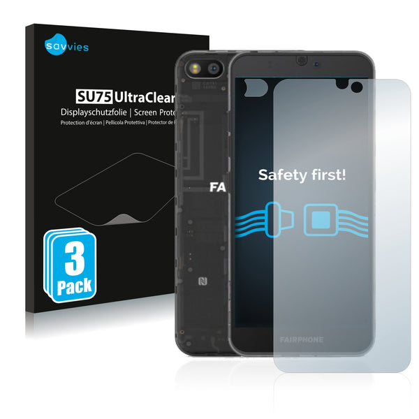 6x Savvies SU75 Screen Protector for Fairphone 3 (Front + cam)