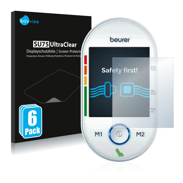 6x Savvies SU75 Screen Protector for Beurer BM 55
