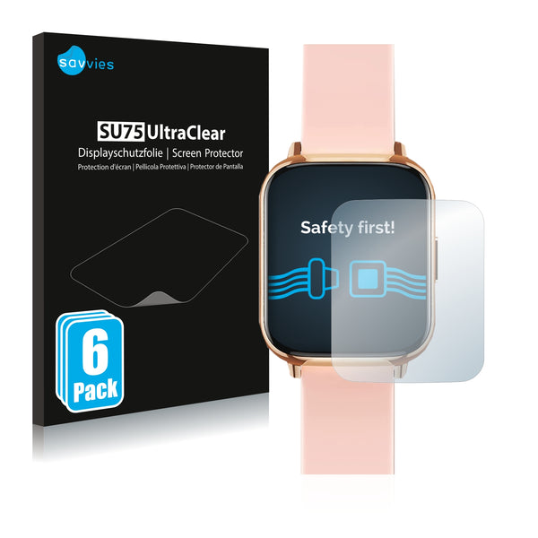 6x Savvies SU75 Screen Protector for Realme Dizo Watch 2