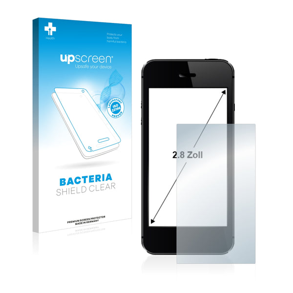upscreen Bacteria Shield Clear Premium Antibacterial Screen Protector for Smartphones and Mobile Phones with 2.8 inch Displays [44 mm x 58.2 mm, 4:3]