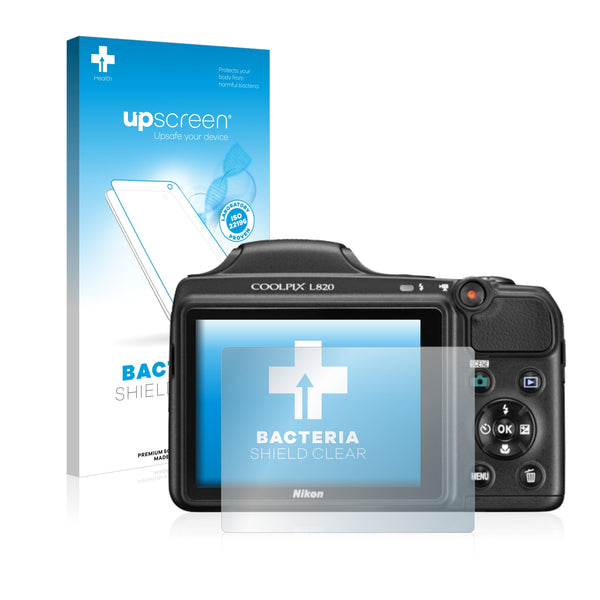 upscreen Bacteria Shield Clear Premium Antibacterial Screen Protector for Nikon Coolpix L820