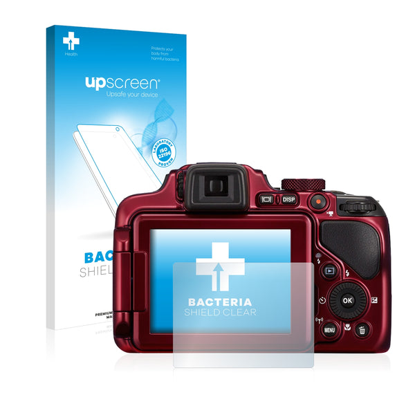 upscreen Bacteria Shield Clear Premium Antibacterial Screen Protector for Nikon Coolpix P600