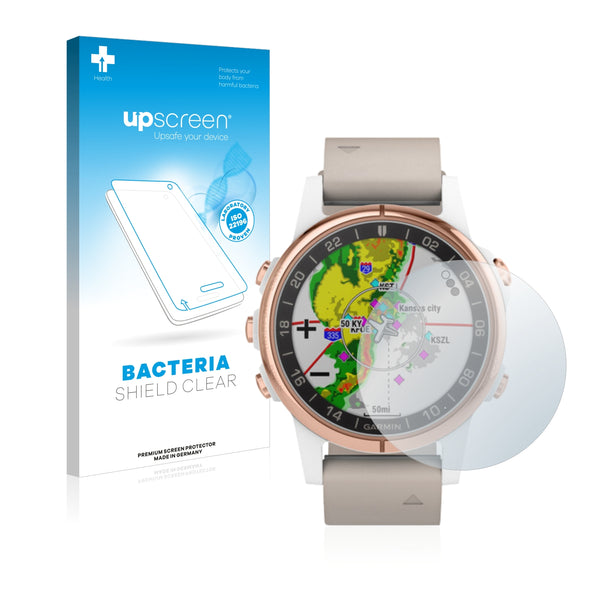 upscreen Bacteria Shield Clear Premium Antibacterial Screen Protector for Garmin D2 Delta S