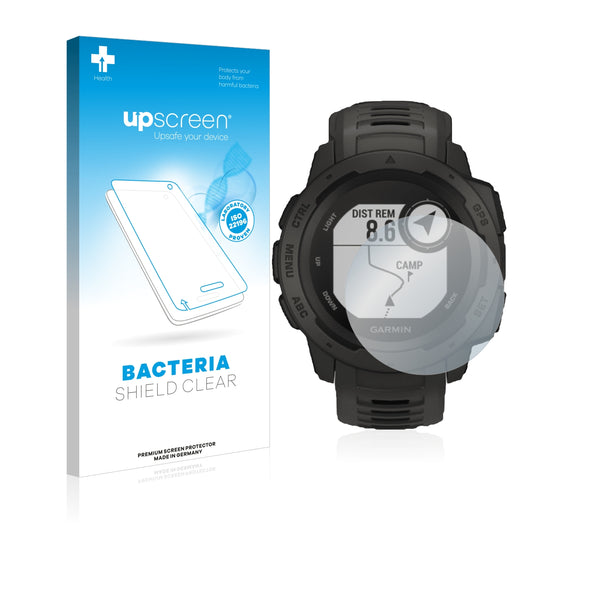 upscreen Bacteria Shield Clear Premium Antibacterial Screen Protector for Garmin Instinct