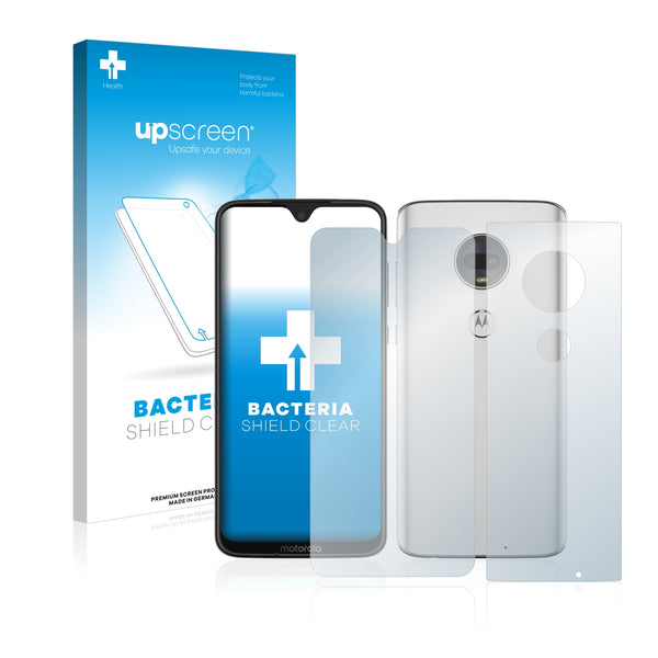 upscreen Bacteria Shield Clear Premium Antibacterial Screen Protector for Motorola Moto G7 (Front + Back)