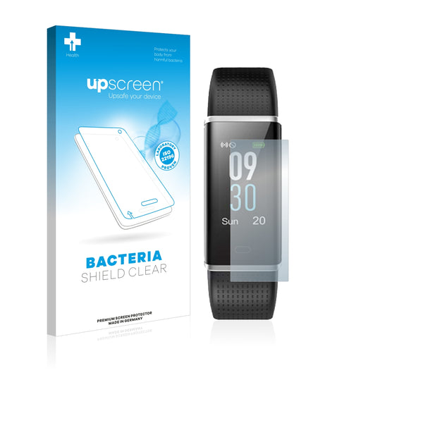 upscreen Bacteria Shield Clear Premium Antibacterial Screen Protector for Lintelek Fitness Tracker ID130Plus