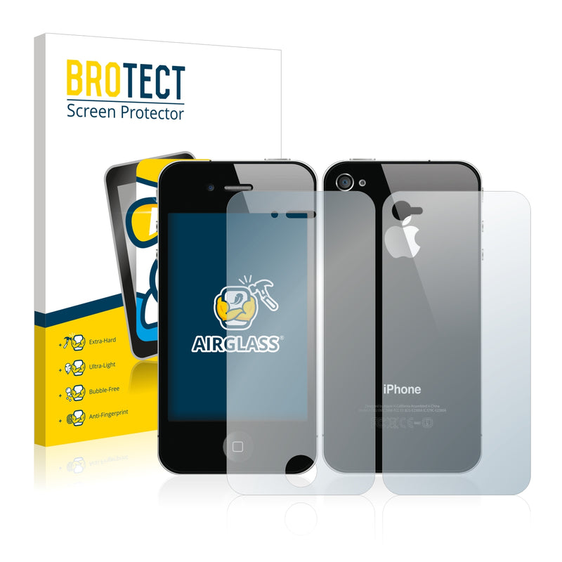 BROTECT AirGlass Glass Screen Protector for Apple iPhone 4S (Front + Back)