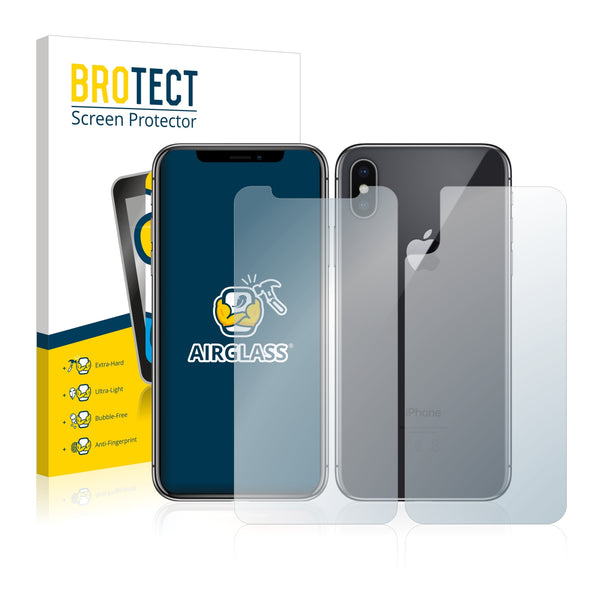 BROTECT AirGlass Glass Screen Protector for Apple iPhone X (Front + Back)