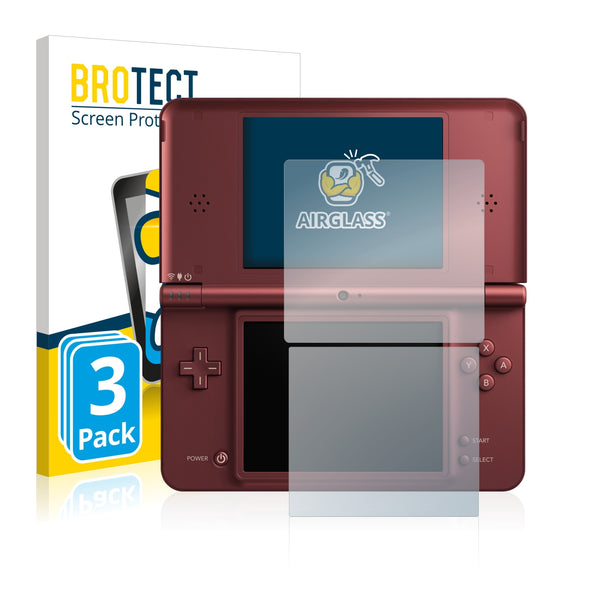 3x BROTECT AirGlass Glass Screen Protector for Nintendo DSi XL