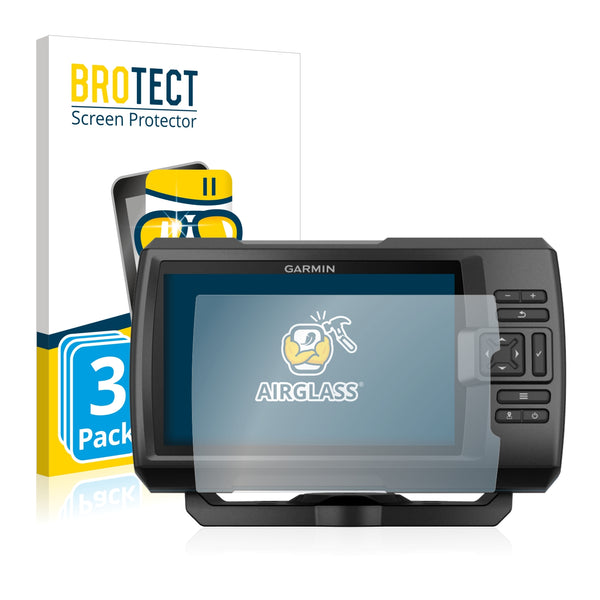 3x BROTECT AirGlass Glass Screen Protector for Garmin Striker Plus 5cv