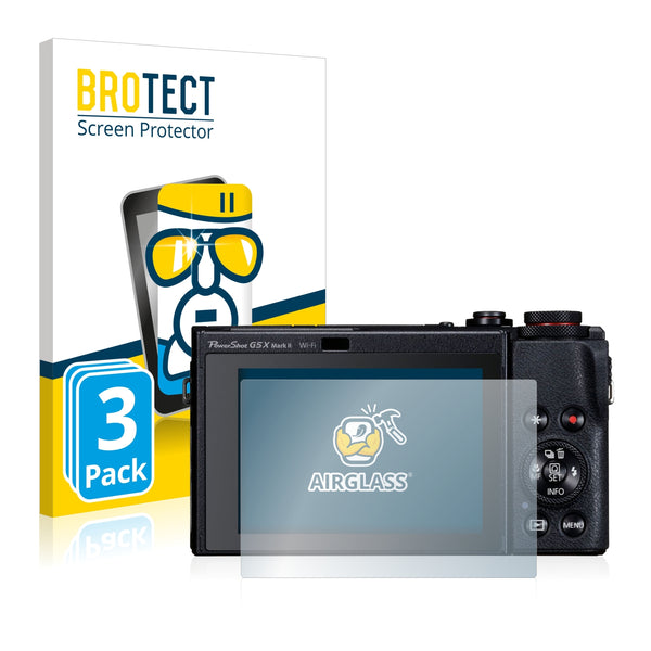 3x BROTECT AirGlass Glass Screen Protector for Canon PowerShot G5 X Mark II