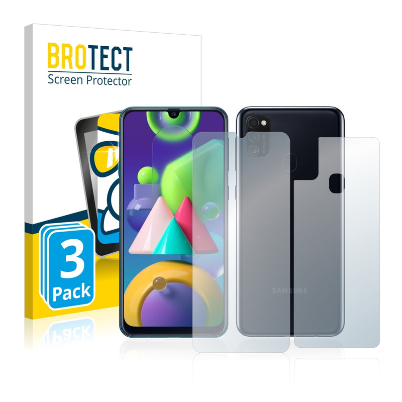 3x BROTECT AirGlass Glass Screen Protector for Samsung Galaxy M21 (Front + Back)