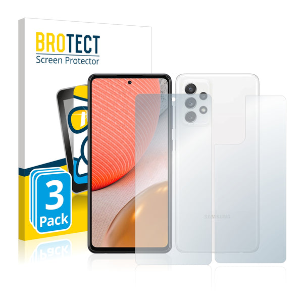3x BROTECT AirGlass Glass Screen Protector for Samsung Galaxy A72 (Front + Back)