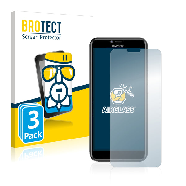 3x BROTECT AirGlass Glass Screen Protector for myPhone Prime 4 Lite