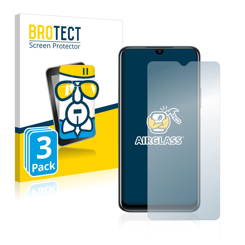 3x BROTECT AirGlass Glass Screen Protector for Vivo Y21a