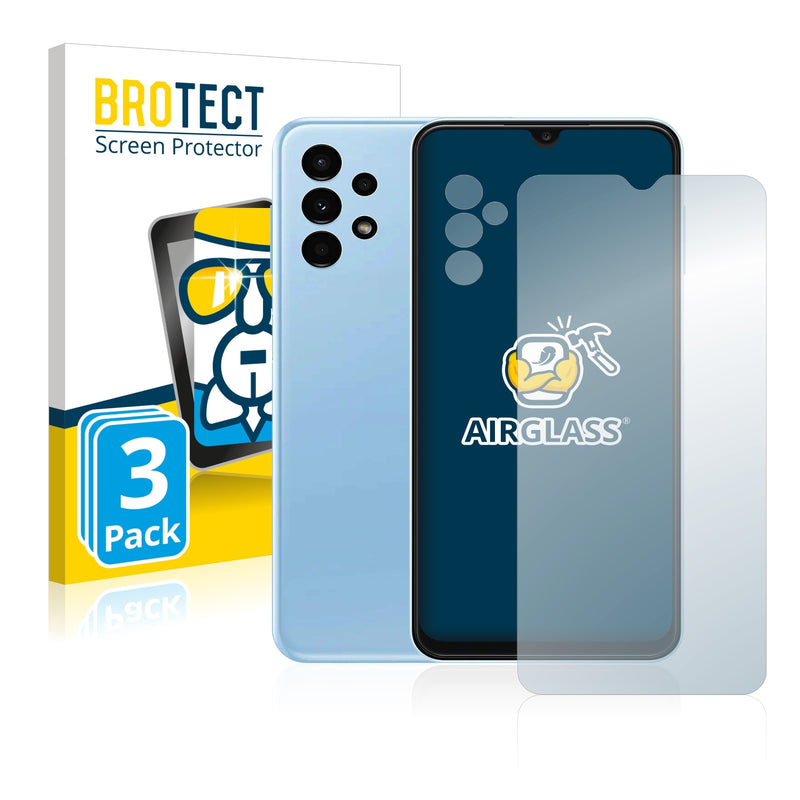 3x BROTECT AirGlass Glass Screen Protector for Samsung Galaxy A13 (Front + cam)