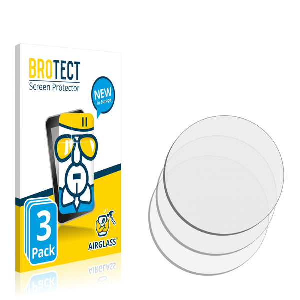 3x BROTECT AirGlass Glass Screen Protector for Circular Displays (Diameter: 22 mm)