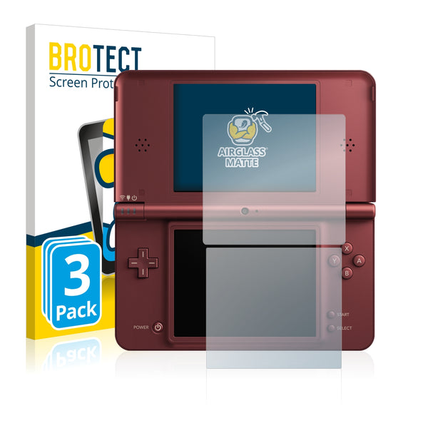3x BROTECT AirGlass Matte Glass Screen Protector for Nintendo DSi XL