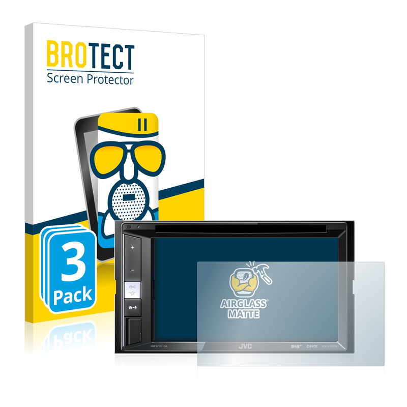 3x BROTECT AirGlass Matte Glass Screen Protector for JVC KW-V255DBT