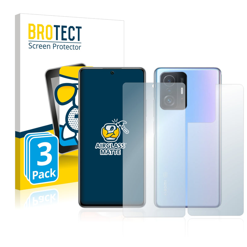 3x BROTECT Matte Screen Protector for Xiaomi 11T (Front + Back)