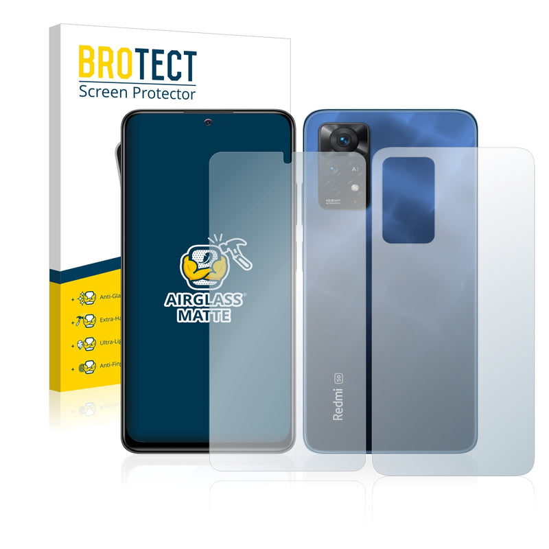 BROTECT AirGlass Matte Glass Screen Protector for Xiaomi Redmi Note 11 Pro 5G (Front + Back)